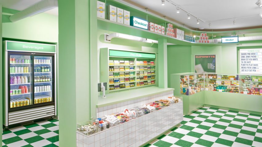 Retail store interior with customers